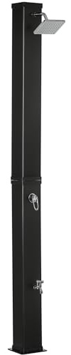 Outsunny Doccia Solare da Giardino 40 Litri, Acqua Calda Fino a 60°C, Soffione Girevole e Rubinetto per Piedi, Collegamento per Tubo da Giardino, Nero