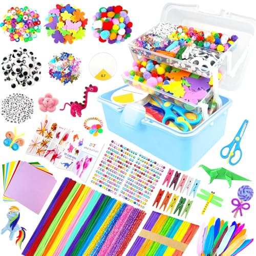 ZEIZHUBN Kit Lavoretti Creativi per Bambini 3000 Pezzi DIY Art Craft Set Scovolini Colorati per Lavoretti Giochi Creativi Bambini 4-12 Anni Decorazioni Giocattoli Regalo per Ragazzo Ragazza