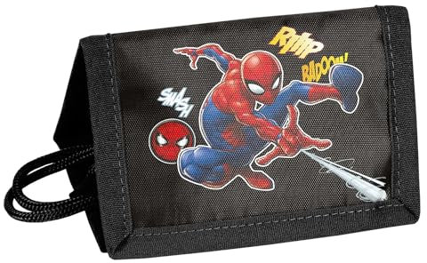 PASO Kinder Portemonnaie 12x8x1,5 cm - Spiderman - schwarz/bunt