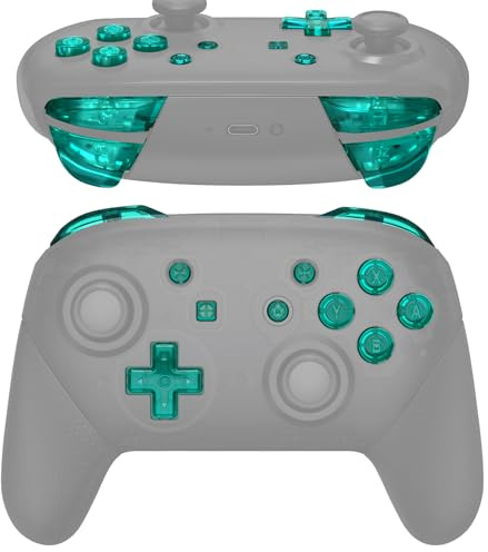 eXtremeRate Boutons de Remplacement ABXY pour Switch Pro Manette, Bouton ABXY Dpad Home Plus Moins L R ZL ZR Trigger pour Switch Pro, Vert Émeraude