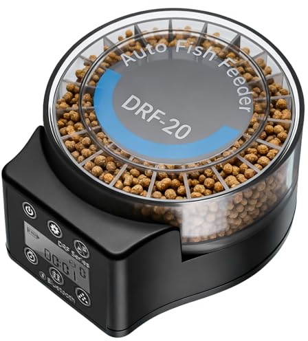 Comedero automático para acuario, comedero automático para peces para acuario con temporizador, dispensador de alimentos para peces con pantalla LCD, temporizador de alimentación para peces (20 x 7 ml