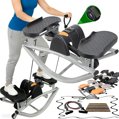 Rock Stepper Side to Side with Digital Display Rock Stepper Side to Side Machine Rock Stepper Exercise Machine with Resistance Bands&Led Display, Low-Impact Home Workout