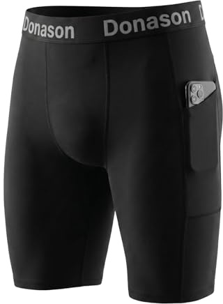 Donason Mallas Cortas Hombre Running Pantalones Cortos de Compresión Básica para Hombre Mallas con Bolsillo de Secado Rápido Ajustados Transpirable Deporte Pantalones para Gimnasio Baloncesto Gym