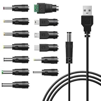 Universal USB A till DC-laddare med flera ändar med 13 utbytbara adaptrar och 1 meter kabel för olika elektroniska enheter snabb och stabil laddare för hem och kontor