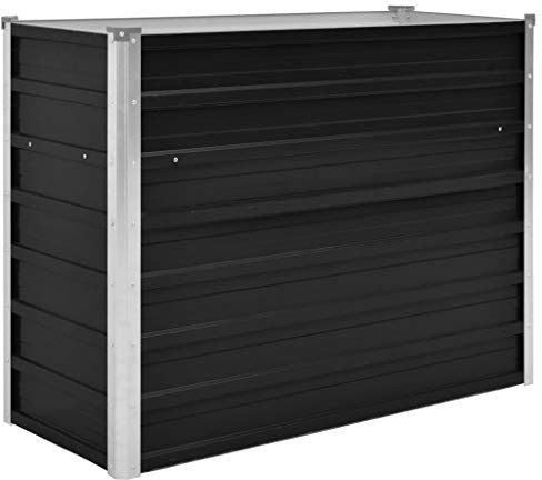 yorten Odlingslåda Växtkruka upphöjd trädgårdbädd planteringsmatta tidig rabatt öppen undersida antracit galvaniserat stål 100 x 40 x 77 cm (B x D x H)