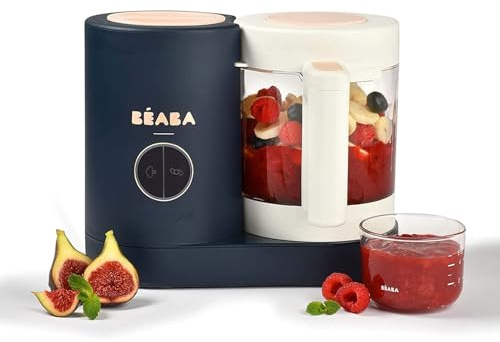 Béaba - Babycook Neo - Máquina de alimentos para bebés - 6 en 1: Procesador de alimentos, licuadora y cocina - Cocina al vapor suave - Comida casera rápida para bebés - Cuenco de vidrio - Recipiente