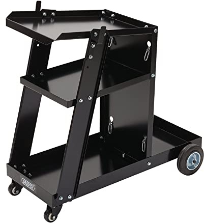 Draper 08005 3-Tier Welding Trolley, Heavy Duty Steel, Storage for Gas Bottle Tanks, 50kg, Black