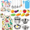 AMAYGA Juguetes de Cocina para niños Accesorios, 27 Piezas Juguetes de Chef para Niños, Set Utensilios de Cocina Culinario Mini Cocina de Juguete, Vegetales para Cortar, Delantal y Gorro De Cocinero