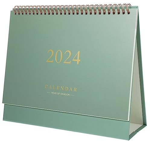 TOYANDONA Tischkalender 2023–2024 Aufklappbarer Monatlicher Tischkalender (10 X 8 2) Von Juli 2023 Bis Dezember 2024 Standkalender Für Akademisches Jahr Mit Doppeldrahtbindung Grün