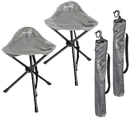 Skandika Dreibeinhocker Tomperi 2-er| Faltbar, 100 kg Nutzergewicht, leicht, kompakt, mit Tragetasche, Stahlgestänge, Anti-Rutsch-Füße, Campinghocker | Camping, Trekking, Outdoor