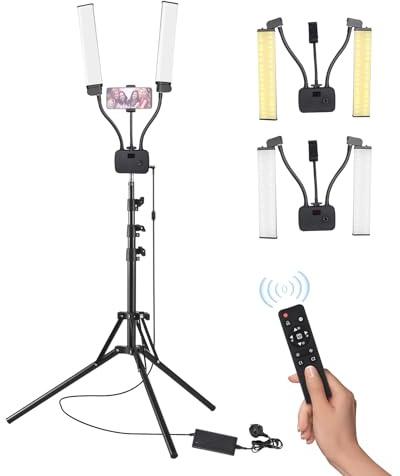 Andoer Tatuering, 50 W, sminklampa, LED-videolampa med stativ (39–200 cm), ljusintensitet (10–100 %), 3 000–6 500 K, IRC 90+ för smink