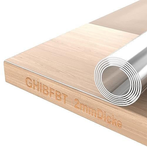 GHIBFBT Bordsduk transparent, 2 mm bordsfolie transparent bra vidhäftning bordsduk tvättbar transparent vattentät glasklar folie, transparent bordsduk önskad storlek valbar (35 cm x 60 cm x 2 mm)