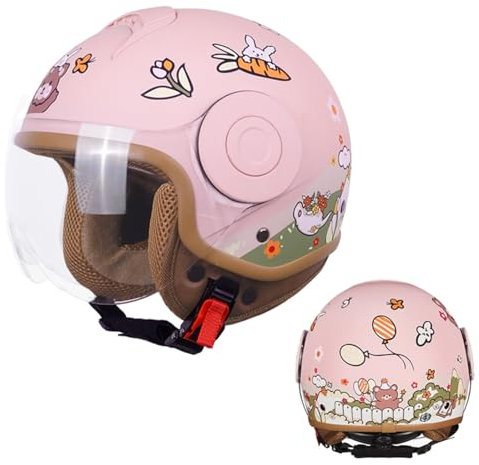 Vintage-Motorrad-Jethelm, DOT/ECE-Geprüfter Kinder-Motorrad-Halbhelm Für Jungen Und Mädchen, Go-Kart-Dirt-Bike-Straßen-Elektroroller-Helm 2,48-56CM