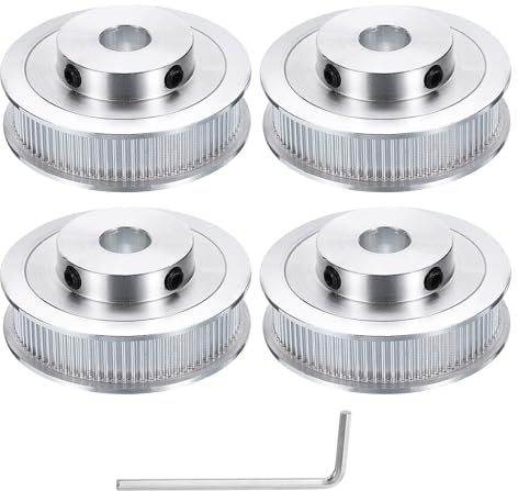sourcing map 4pcs GT-2 Pulley Synchronous Wheel 80 Teeth 10mm Bore, Fit with 10mm Width Belt, Aluminum Alloy Timing Pulley Wheel with a Wrench for 3D Printer, CNC Machine