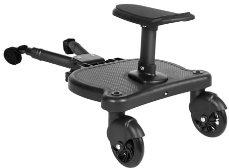 MBUYI Buggy Board med säte, Kiddy Board stegbräda med 360° tvåhjulsdesign, universell ståbräda, barnvagnstillbehör för varje barnvagn, från 127 kg