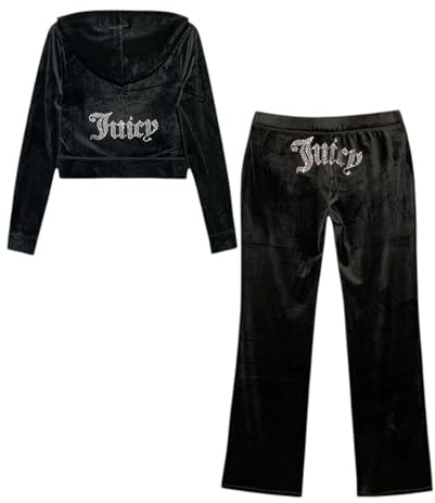 Juicy Couture Women's Bling Velour Tracksuit (US, Alpha, X-Large, Regular, Regular, Liquorice)