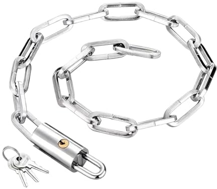 Candado de cadena de bicicleta, candado de cadena de motocicleta, candado de cadena de acero antirrobo con llaves | Cadena de seguridad extra larga gruesa Accesorios de bicicleta para scooter