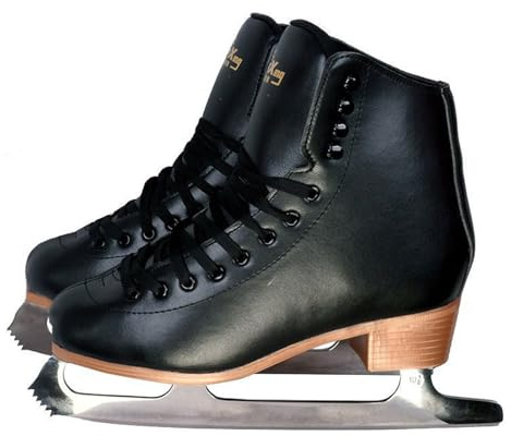 LuminescentDream Patines de Hielo para Principiantes en Patinaje artístico Revestimiento de Fibra Cómodo y cálido Patines de caña Alta de Acero Inoxidable con Cordones Adecuado para Hombres y Mujeres