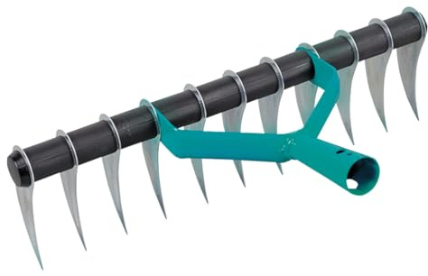 Escarificador manual para césped, rastrillo de musgo para jardín, cuidado del césped, 34 cm