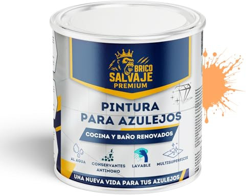 BRICOSALVAJE Pintura Premium para Azulejos, MATE, Resistente, Lavable y de Fácil Aplicación para Baños y Cocinas (SOL, 0,75 Litros)