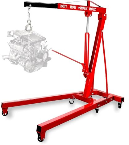 XCSCUK Grúa con Motor hidráulico Plegable, Elevador de elevación de grúa de Servicio Pesado 2T, con 6 Ruedas, Elevador de Motor, para Taller de Garaje