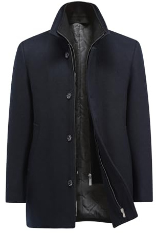 Allthemen Abrigos Lana Invierno Hombre Chaqueta Negocios CáLido Doble Cremallera Parka Acolchada Resistente al Viento