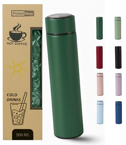 BierEx Thermosflasche Thermobecher Thermoskanne Isolierflasche 500ml aus Edelstahl Trinkflasche für unterwegs outdoor doppelwandig auslaufsicher spülmaschinengeeignet (Grün)