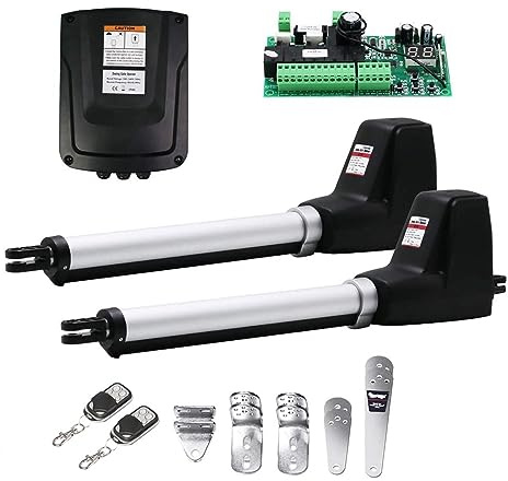 Electric Gate Opener Kit, Heavy Duty Dual Wing Electric Swing Gate Opener Kit Auto Dual Gate Motor Complete Hardware Kit for Swing, Driveway, Fence(KIT A)