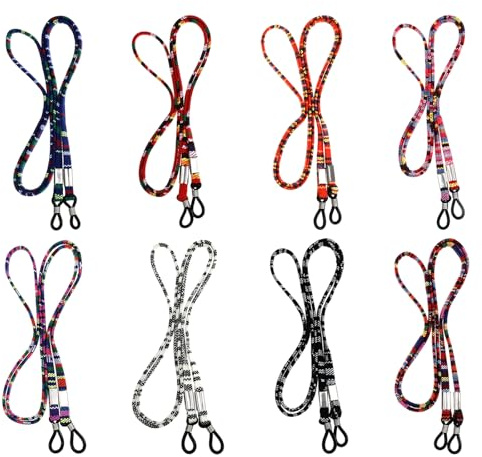 Teaaha 8PCS Glasses Chain Anti-Slip Leather Eyeglasses Strap Cords, Dark Colors Eye Glass Holders Around Neck, Sunglasses String Lanyard Retainer for Men Women