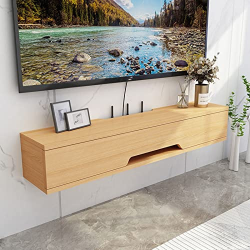 Mobile TV da parete 70/90/110 cm, supporto per TV sospeso piccolo media console per camera da letto, ripiani con gestione dei cavi nascosti, mensola da parete moderna per l'intrattenimento domestico