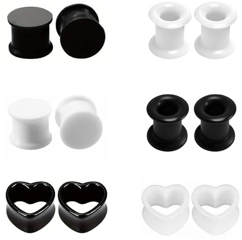 GoPaw Silicone Ear Plugs Tunnels, 6 Pairs Silicone Flesh Tunnel Double Flared Ear Plugs Expanders Silikone Ear Stretchers Kit for Men Women 6-20mm
