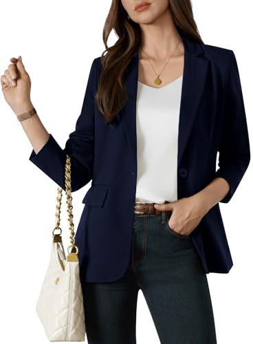 QUELDRA Blazer Femme élégant Business Casual Manches Longues Un Bouton | Revers à rabat, veste de costume élégante, parfaite pour le bureau et les occasions professionnelles.