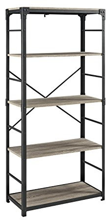 Eden Bridge Designs 162cm (64), 4-Shelf Urban Industrial Angle Iron Bookcase Bookshelf, Storage Bookcase organiser Multimedia Tall Tower for Home Office Living Room - Driftwood