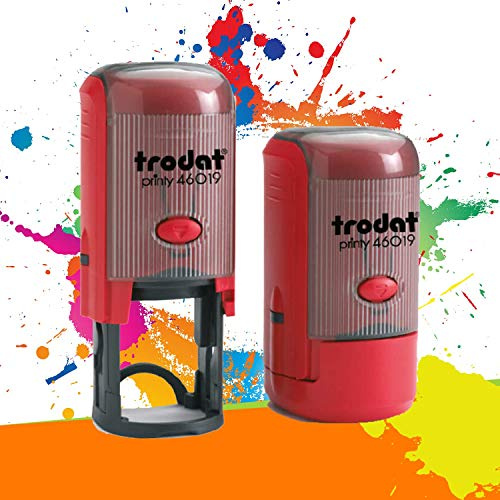 Trodat Printy 46019 - Tampon Encreur Professionnel Automatique 4 lignes À Personnaliser - Empreinte 19 mm de diamètre Offerte (Rouge)