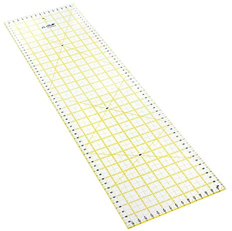 La Canilla ® - Patchwork Lineal 60x16cm Nählineal - Universallineal zum Nähen und Basteln mit exakten Abmessungen CM, MM und Winkel-Maßen Acryl Transparent