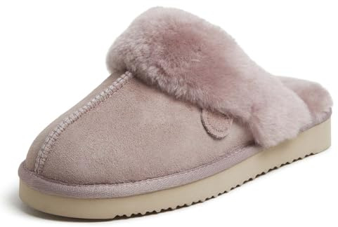 Fireside by Dearfoams Women's Sydney Shearling Slippers, Dusty Pink, 10