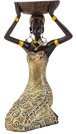 Lifestyle & More Moderne Skulptur Dekofigur Frau Afrikanerin Gold/braun Höhe 22 cm
