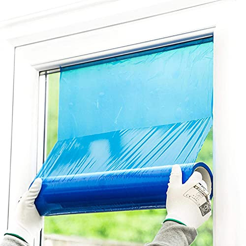 eXtreme Glass Window Protection Film Self Adhesive Protector Door Covering Tape Protect from Dust, Paint Stain and uv Resist 60cm x 100m Roll