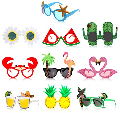 RoadLoo Gafas De Sol De Fiesta, 10 Pares Hawaianas Fiesta Gafas Novedosas Tropical Gafas de Sol Divertidas Hawaianas Gafas Fiesta para Tropical Playa Fiesta Accesorios Fiesta De Verano Decoración