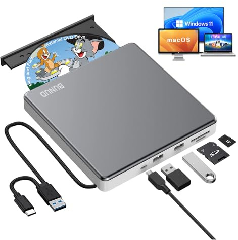 External DVD Drive, USB C Superdrive for Apple USB 3.0 DVD Burner Reader for Mac, Portable CD +/-RW Drive External DVD Player for Laptop MacBook Windows 11 10 PC Linux OS
