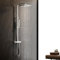 KOMIRO Duschsystem mit Thermostat, Regendusche mit Armatur, Duscharmatur mit thermostat, Duschkopf mit Schlauch und Edelstahl Höheverstellbarer Duschstange, Duschsäule Duschset, Eckig, Chrom