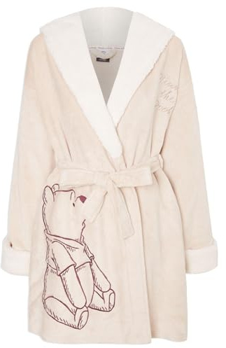 K Collection Ladies Ex Store Snuggly Dressing Gown - Loungewear Nightwear - Winnie Design - Sizes 4-22 (Winnie Design Neutral Colour, Size 16-18)