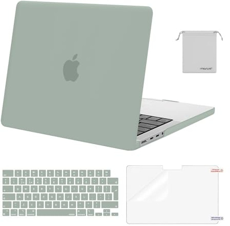 MOSISO Compatible avec MacBook Pro 14 M5 M4 M3 M2 M1 A3426 A3427 A3434 A3112 A3185 A3401 A2918 A2992 A2779 A2442 Pro/Max 2025-2021,Coque&Clavier&Protecteur D'écran&Sac Rangement,Vert Antique