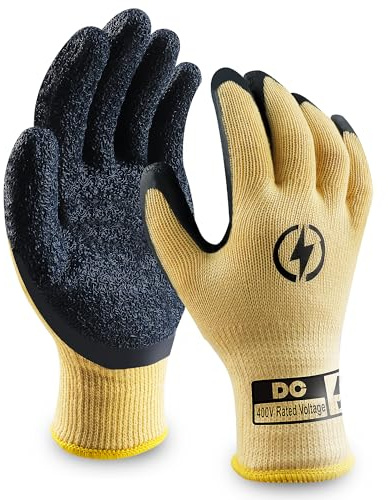 DongChu Insulated Electrician Gloves 400V,ASTM D120 Certified High Voltage Resistant Flame Retardant Work Gloves, Electrical Rubber Non-slip Prevent Shock,Large