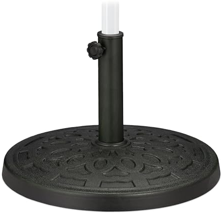 Relaxdays Sonnenschirmständer, Schirmstangen 38-50 mm, Ø 50 cm, Garten, Gusseisen Optik, Sonnenschirmfuß, grün/schwarz