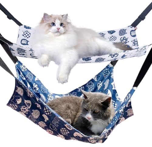 MiOYOOW 2 Pezzi Amaca Sospesa per Gatti, Letto Sospeso Altalena Traspirante per Piccoli Animali con Ganci, Cuscino Cuccia per Gatto, Conigli e Criceti