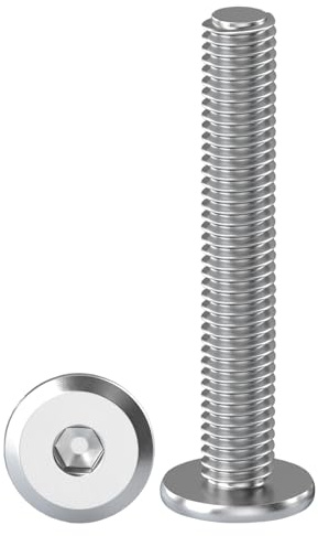 Drenky Viti di Connessione per Mobili, M8 X 45 mm 10 Pezzi Vite Testa Piatta M8 Acciaio Inox A2 V2A Viti a Testa Semicircolare Viti a Macchina con Esagono Incassato, Filettatura Completa