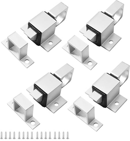 Lot de 4 Loquet à Ressort Automatique en Alliage D'Aluminium Double Face Verrou Coulissant Petit Verrou de Porte Intérieur pour Fenêtres Portes en Bois Portail de Jardin