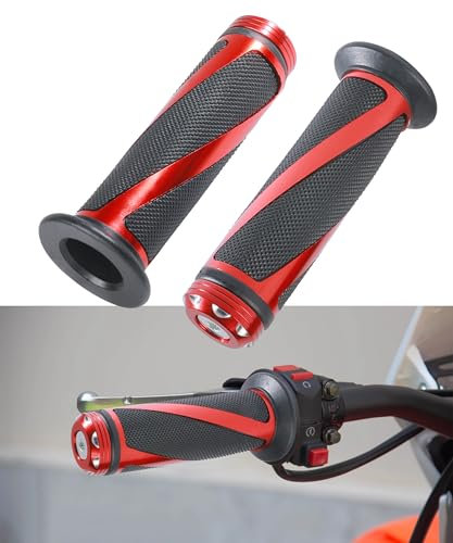 Flaconi Universal Motorcycle Handlebar Grips and End Caps for Motorcycles, Bicycles, Off-Road Vehicles - 2PCS (Red)