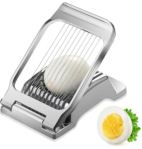 Uryxery Coupe Oeufs Professionnel en Acier Inoxydable avec Fils de Coupe en INOX pour Oeufs Durs, Kiwis, Fraises et Autres Aliments Mous, Compatible Lave-Vaisselle